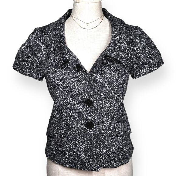 THEORY Rarias Tweedy Blazer Top Short Sleeve Jacket Gray Career Office Work 6 - Picture 2 of 12